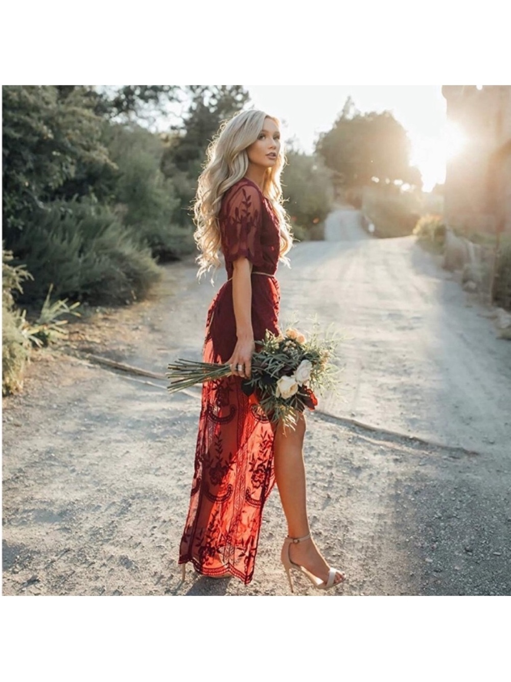 Honey Punch Floral Maxi Size Small Sheer Dark Romantic Flowy Main Character